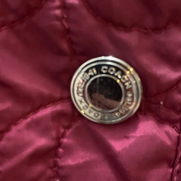 Coach Women's Quitled‎ Barn snap Jacket Maroon Size Small - Picture 3 of 10